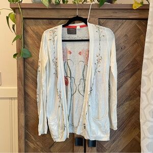 Anthropologie Guinevere Floral Open Front Cardigan XS
